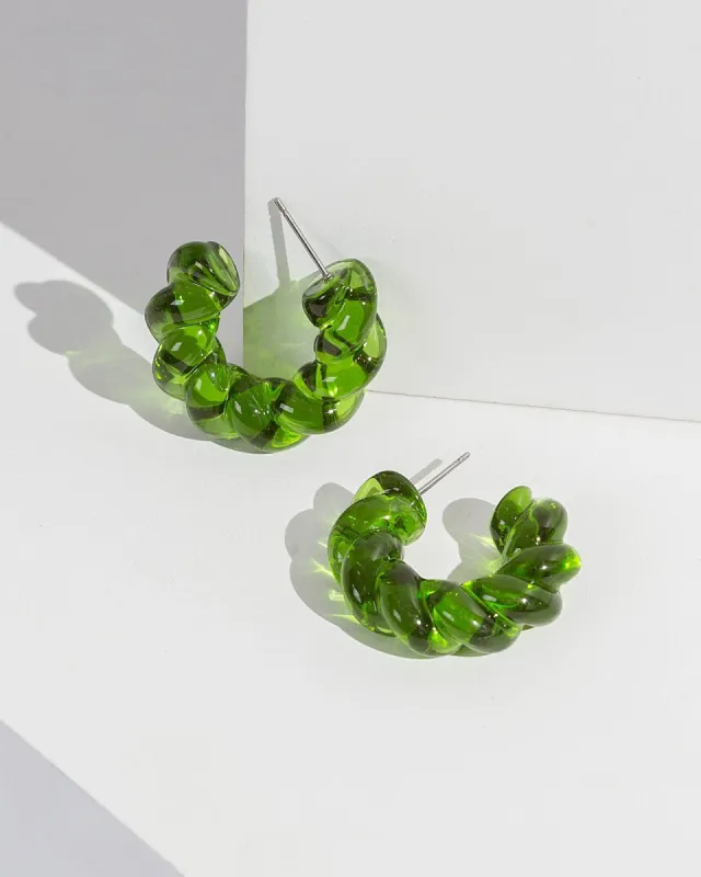 Green Jelly Swirl Hoop Earrings sold by Collete Hayman