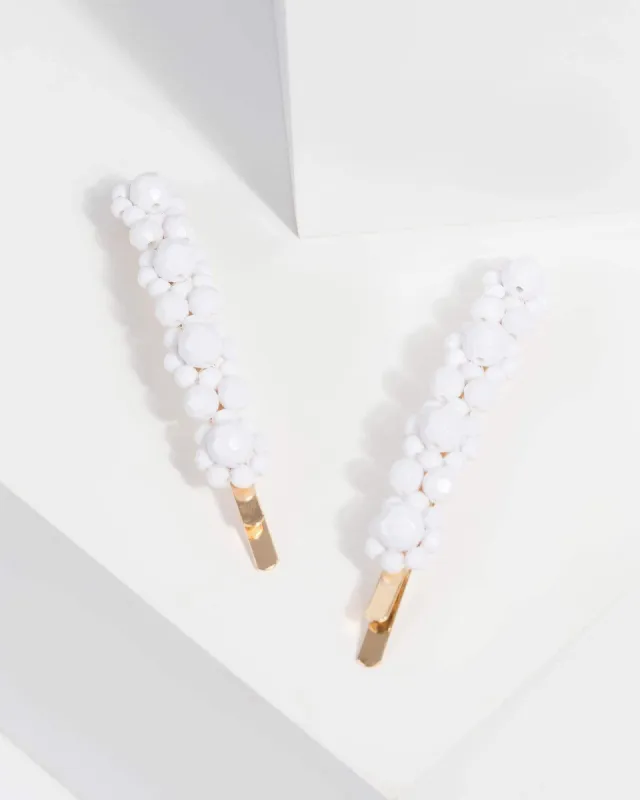 White Beaded Hair Slides sold by Collete Hayman