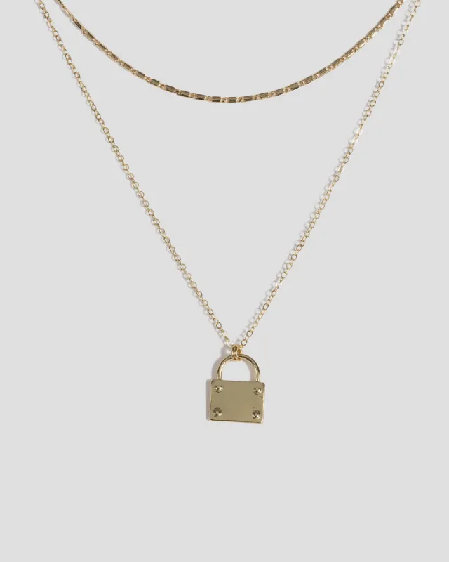 Gold Padlock Chain Necklace sold by Collete Hayman