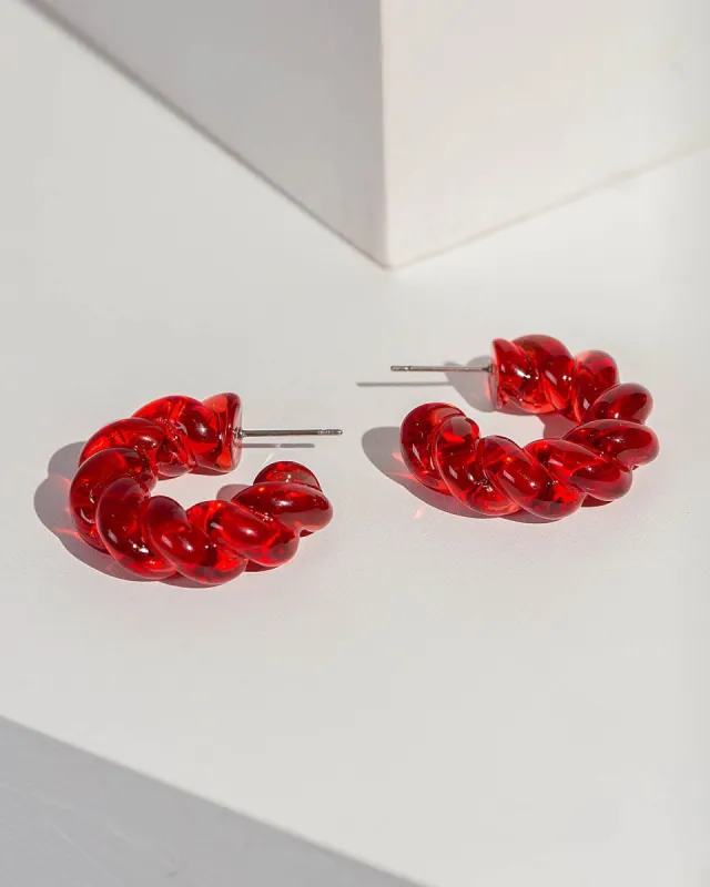 Red Jelly Swirl Hoop Earrings sold by Collete Hayman