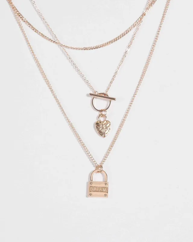 Rose Gold Multi Row Lock Necklace sold by Collete Hayman