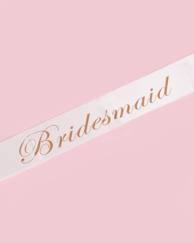 White & Rose Gold Bridesmaid Sash sold by Collete Hayman