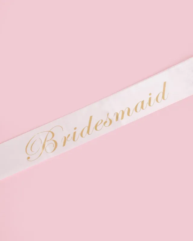 White & Gold Bridesmaid Sash sold by Collete Hayman
