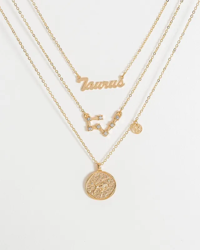 Gold Taurus Zodiac Necklace sold by Collete Hayman