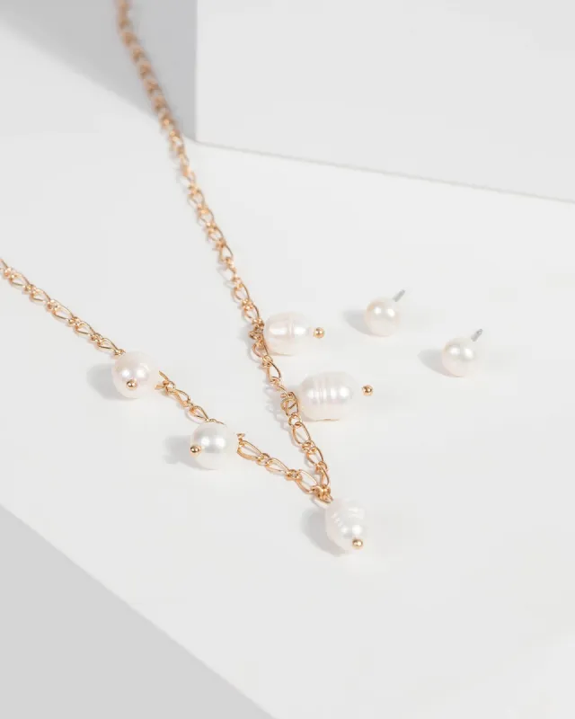 Pearl Matching Necklace and Earring Set sold by Collete Hayman
