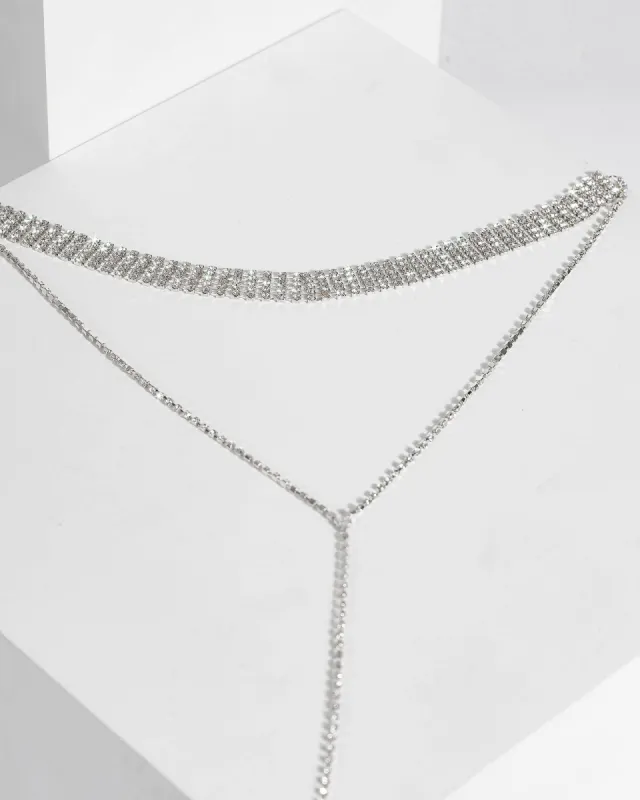 Silver Choker Diamante Drop Necklace sold by Collete Hayman