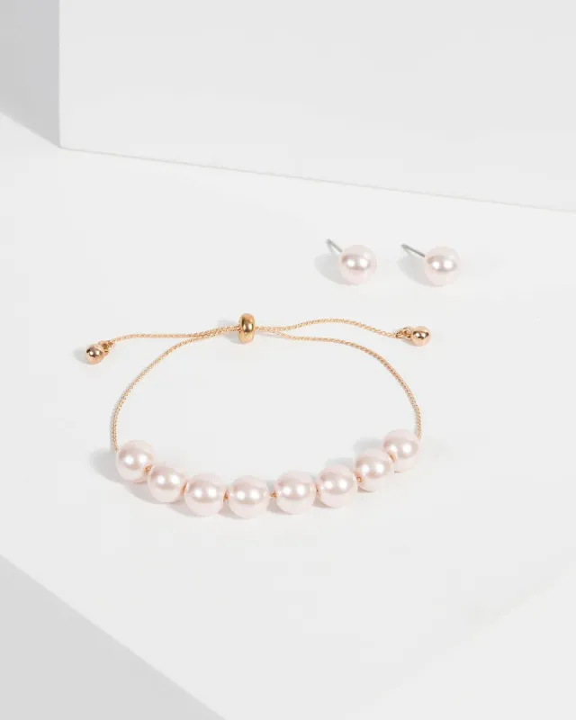 Pink Pearl Matching Necklace and Earring Set sold by Collete Hayman
