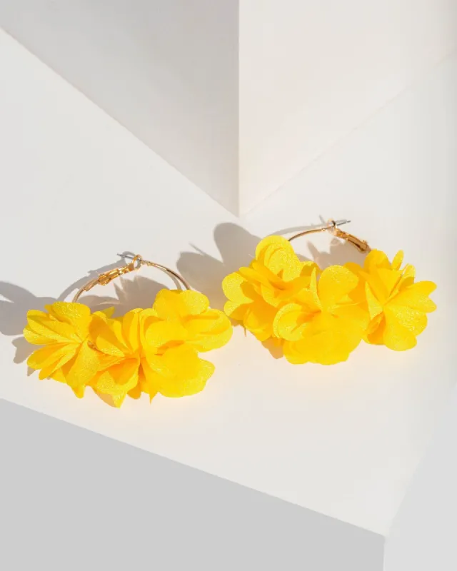 Yellow Flower Hoop Earrings sold by Collete Hayman