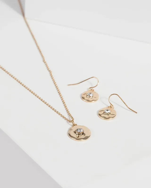 Gold Diamante Matching Necklace and Earring Set sold by Collete Hayman