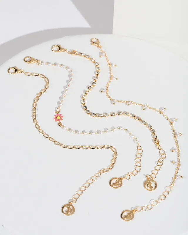 Gold Flower Bracelet Pack sold by Collete Hayman