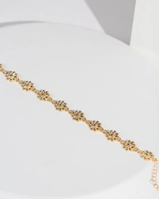 Gold Daisy Chain Choker Necklace sold by Collete Hayman