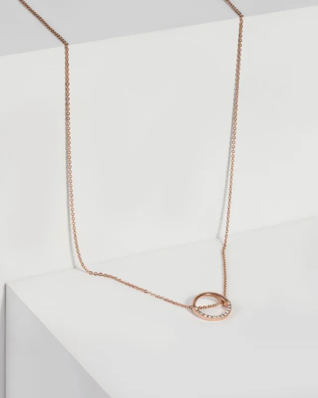 Crystal Pave Circle Fine Chain Necklace sold by Collete Hayman