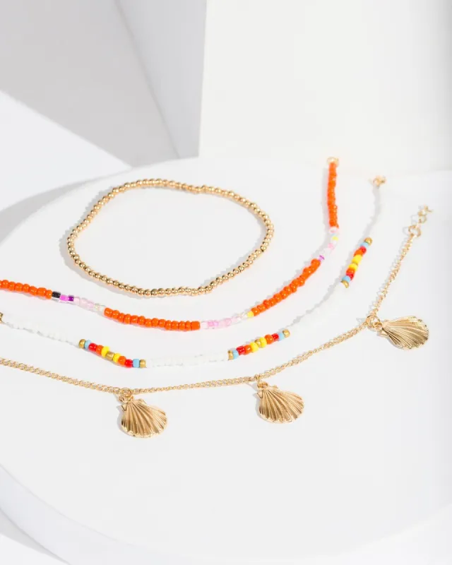 Gold Beaded Shell Anklet Pack sold by Collete Hayman
