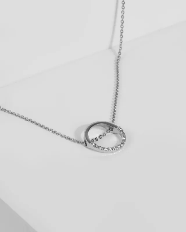 Crystal Pave Circle Fine Chain Necklace sold by Collete Hayman