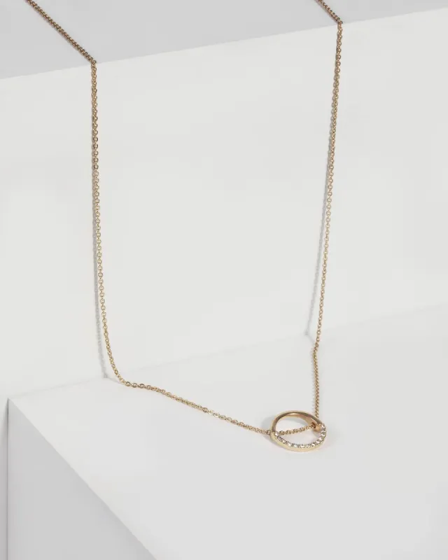 Crystal Pave Circle Fine Chain Necklace sold by Collete Hayman