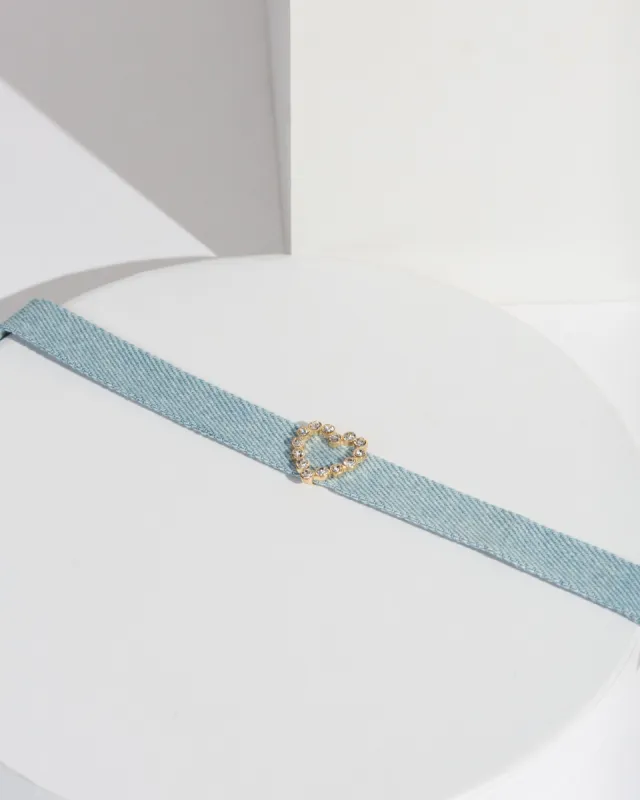 Blue Denim Heart Choker Necklace sold by Collete Hayman