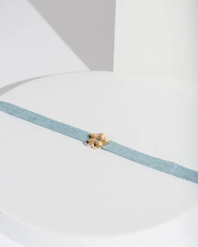 Blue Denim Flower Choker Necklace sold by Collete Hayman