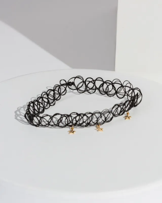 Black Mesh Pendant Choker Necklace sold by Collete Hayman