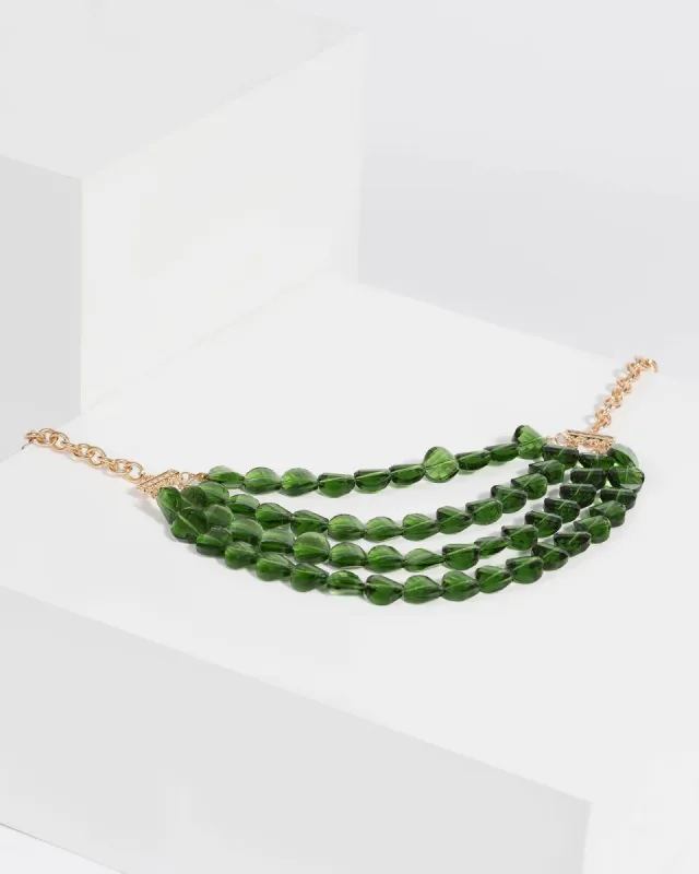 Emerald Multi Row Statement Necklace sold by Collete Hayman
