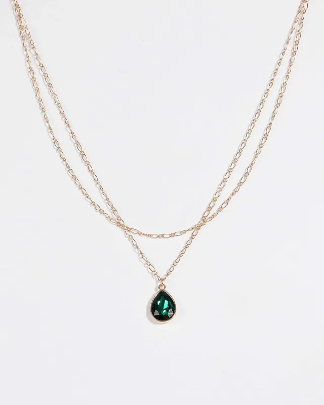 Green Double Layered Drop Necklace sold by Collete Hayman