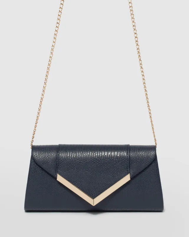 Navy Blue Paula Clutch Bag sold by Collete Hayman