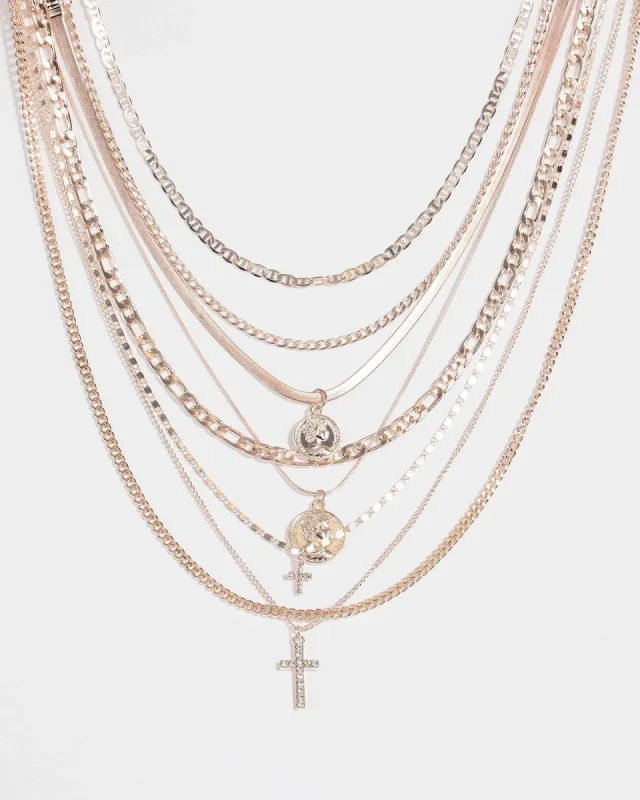 Rose Gold Multi Layered Charm Necklace sold by Collete Hayman