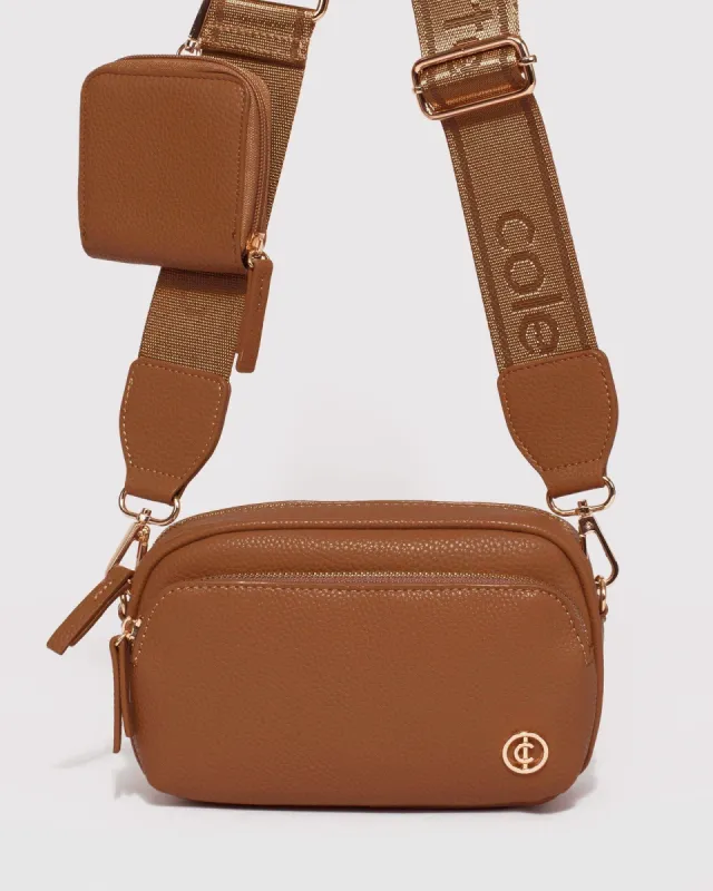 Tan Amalia Webbing Crossbody Bag sold by Collete Hayman