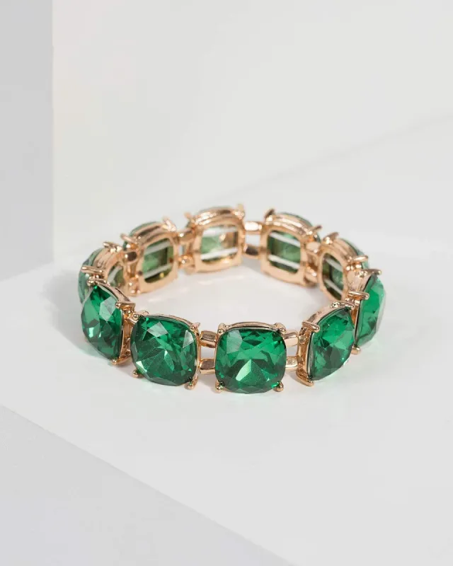 Green Cushion Cut Stretch Bracelet sold by Collete Hayman