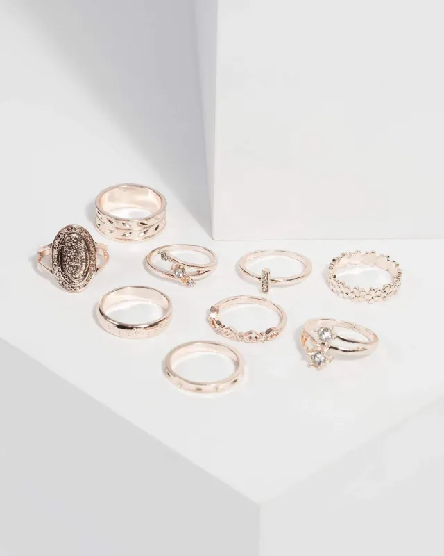 Rose Gold Coin Crystal Multi Ring Set sold by Collete Hayman