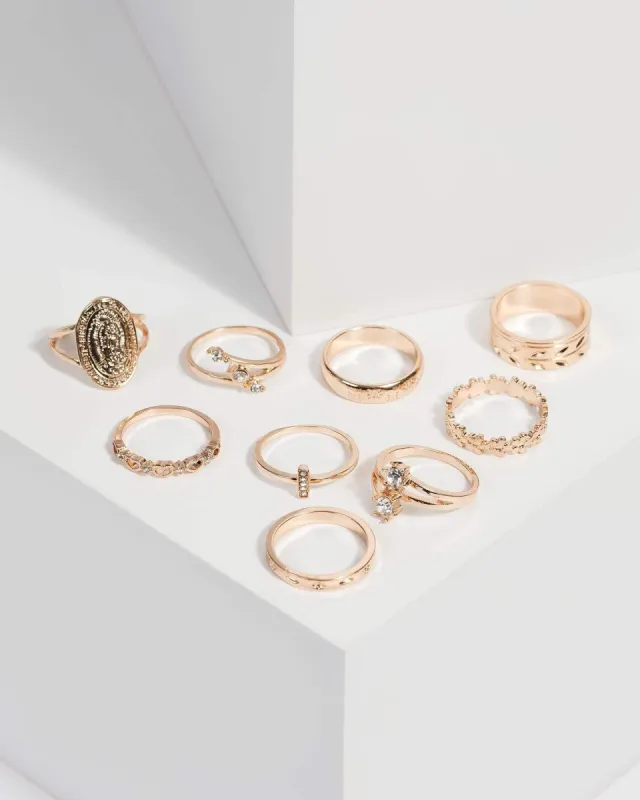 Gold Coin and Crystal Ring Set sold by Collete Hayman