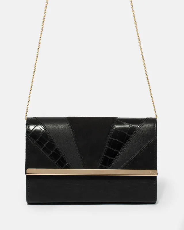 Black Jordan Eve Bar Clutch Bag sold by Collete Hayman