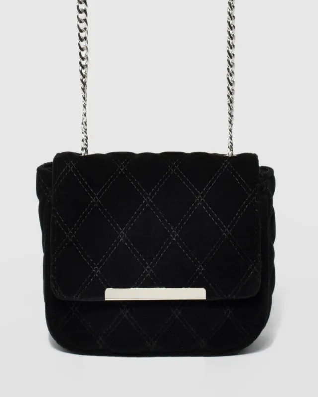 Black Dina Quilt Crossbody Bag sold by Collete Hayman
