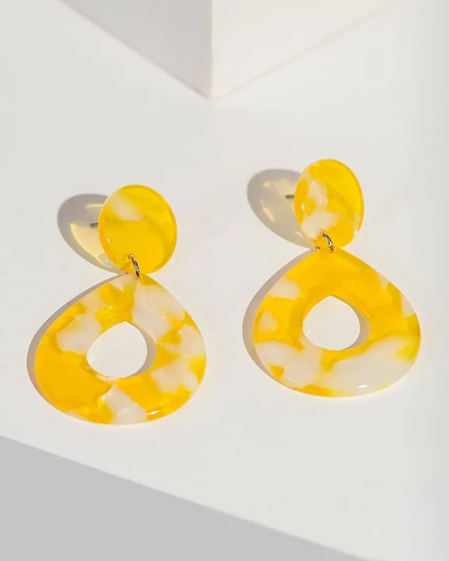 Yellow Acrylic Tear Drop Earrings sold by Collete Hayman