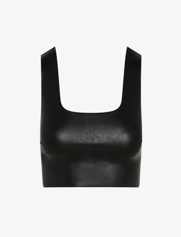 Faux Leather Squareneck Crop Top sold by Commando