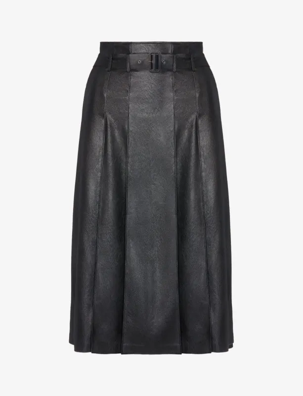 Faux Leather Pleated Midi Skirt sold by Commando
