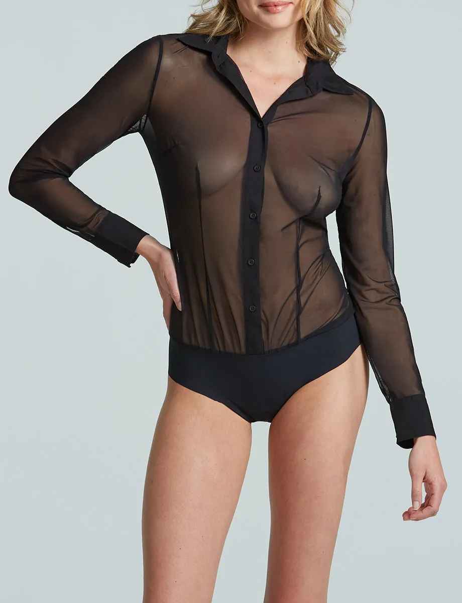 Chic Mesh Button Down Bodysuit sold by Commando product image thumbnail 2
