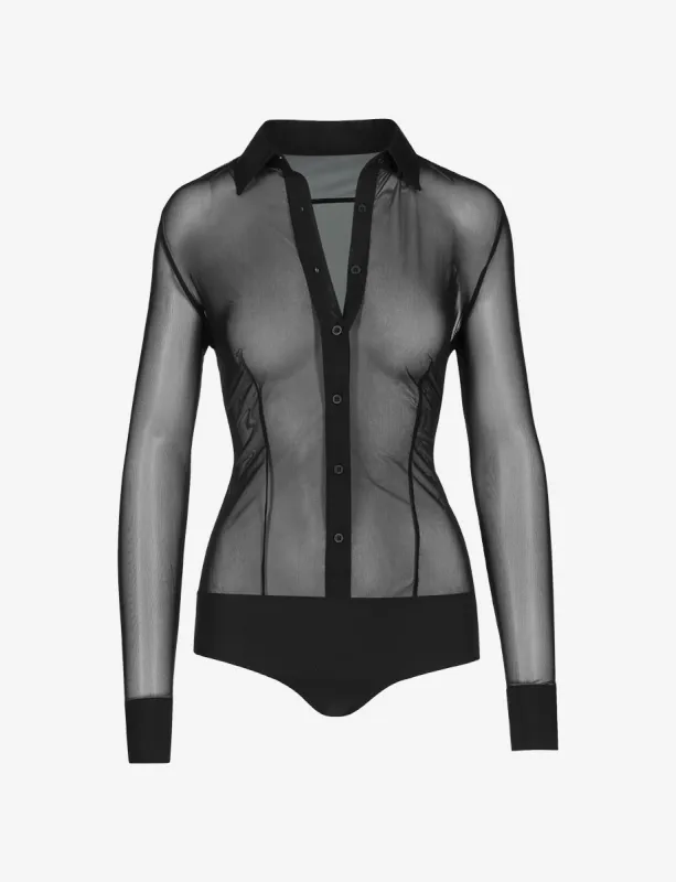 Chic Mesh Button Down Bodysuit sold by Commando