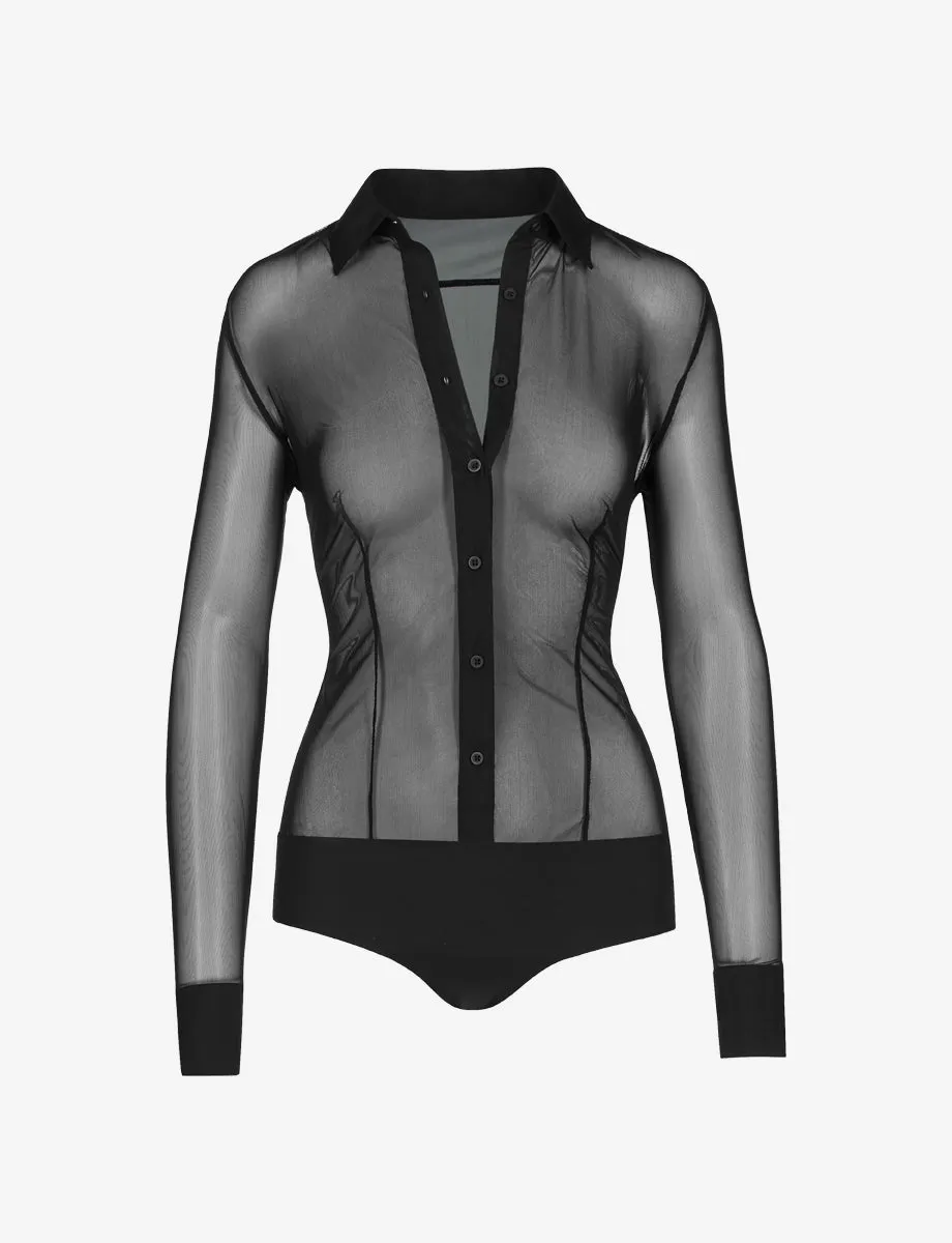 Chic Mesh Button Down Bodysuit sold by Commando