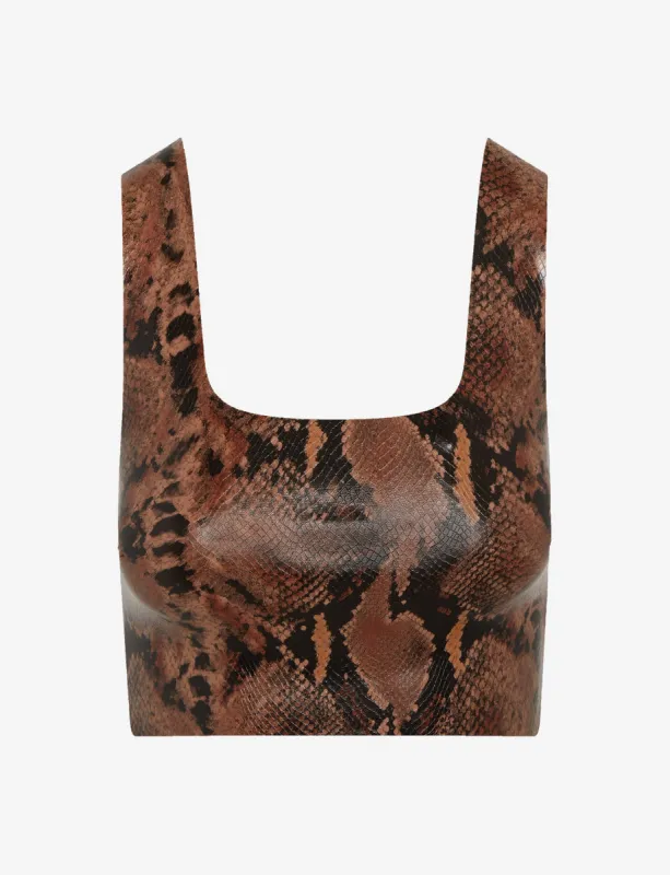 Faux Leather Animal Squareneck Crop Top sold by Commando