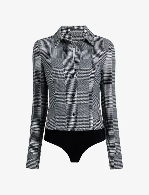 Classic Printed Button Down Bodysuit sold by Commando