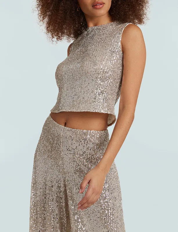 Sequin Mesh Muscle Crop Top sold by Commando