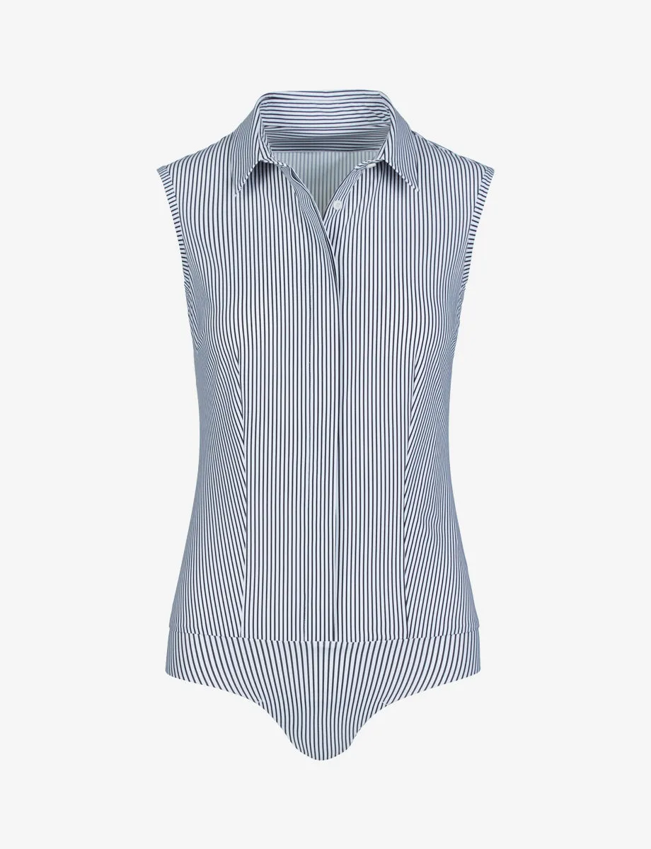 Classic Printed Sleeveless Button Down Bodysuit sold by Commando