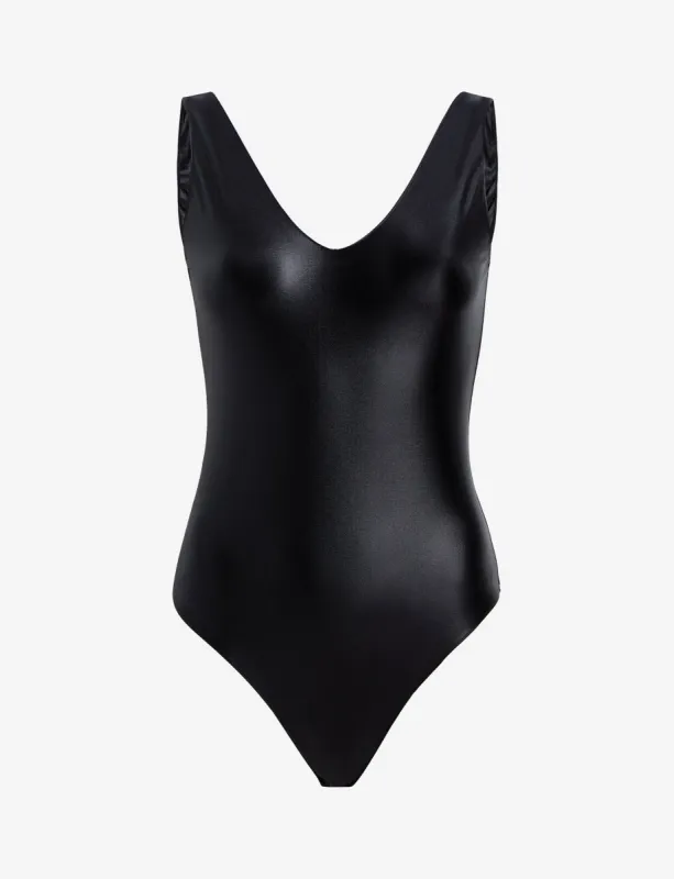 Matte Metallic Deep-V Bodysuit sold by Commando