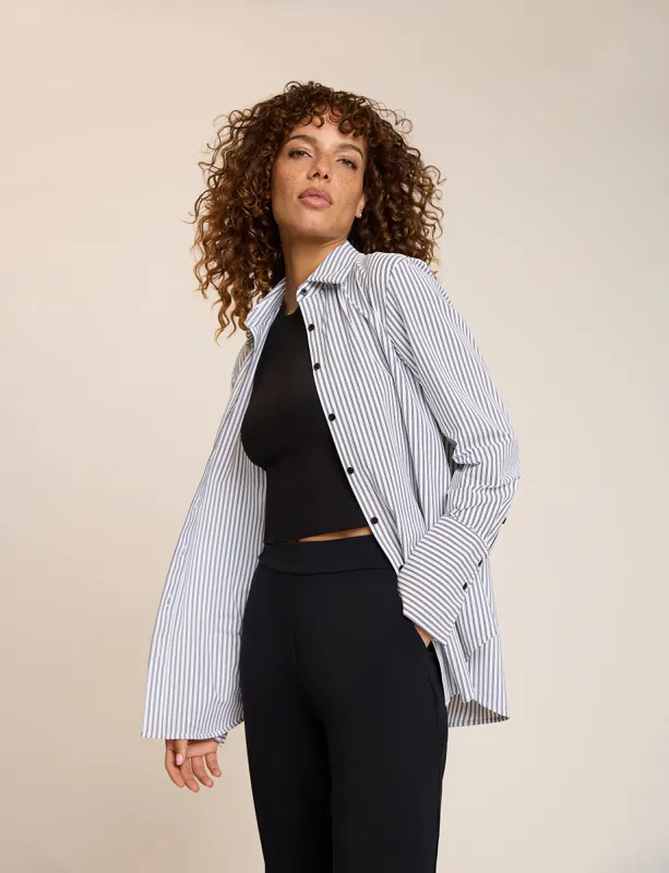 Yarn Dyed Stripes Oversized Button Down Shirt made by Commando
