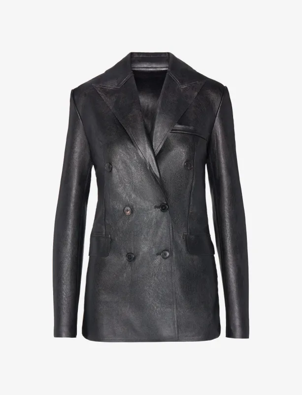 Faux Leather Double-Breasted Jacket sold by Commando