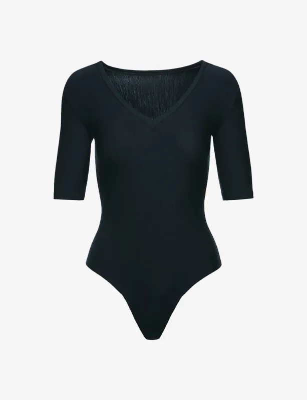 Butter Elbow Sleeve Deep V-Bodysuit sold by Commando