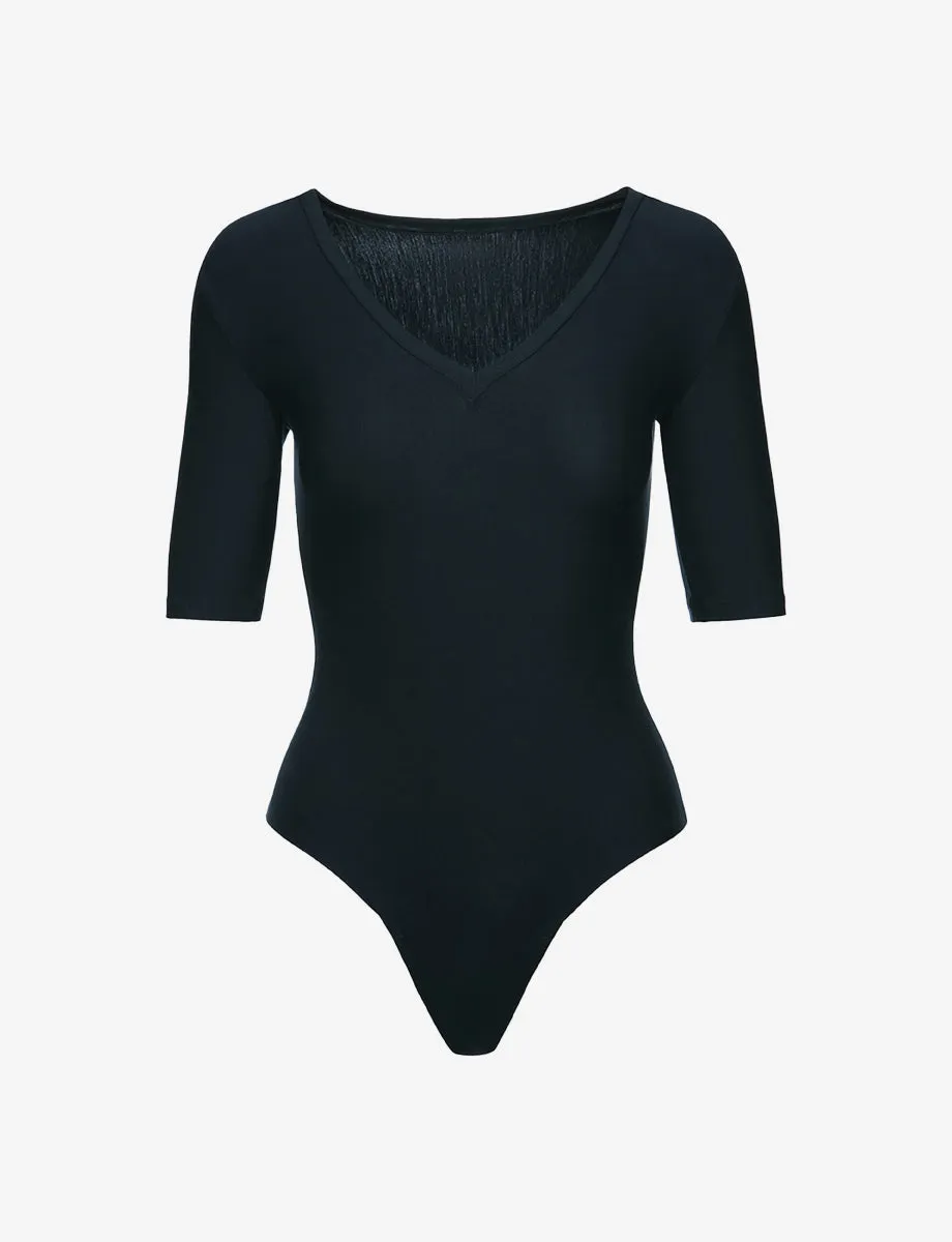 Butter Elbow Sleeve Deep V-Bodysuit sold by Commando