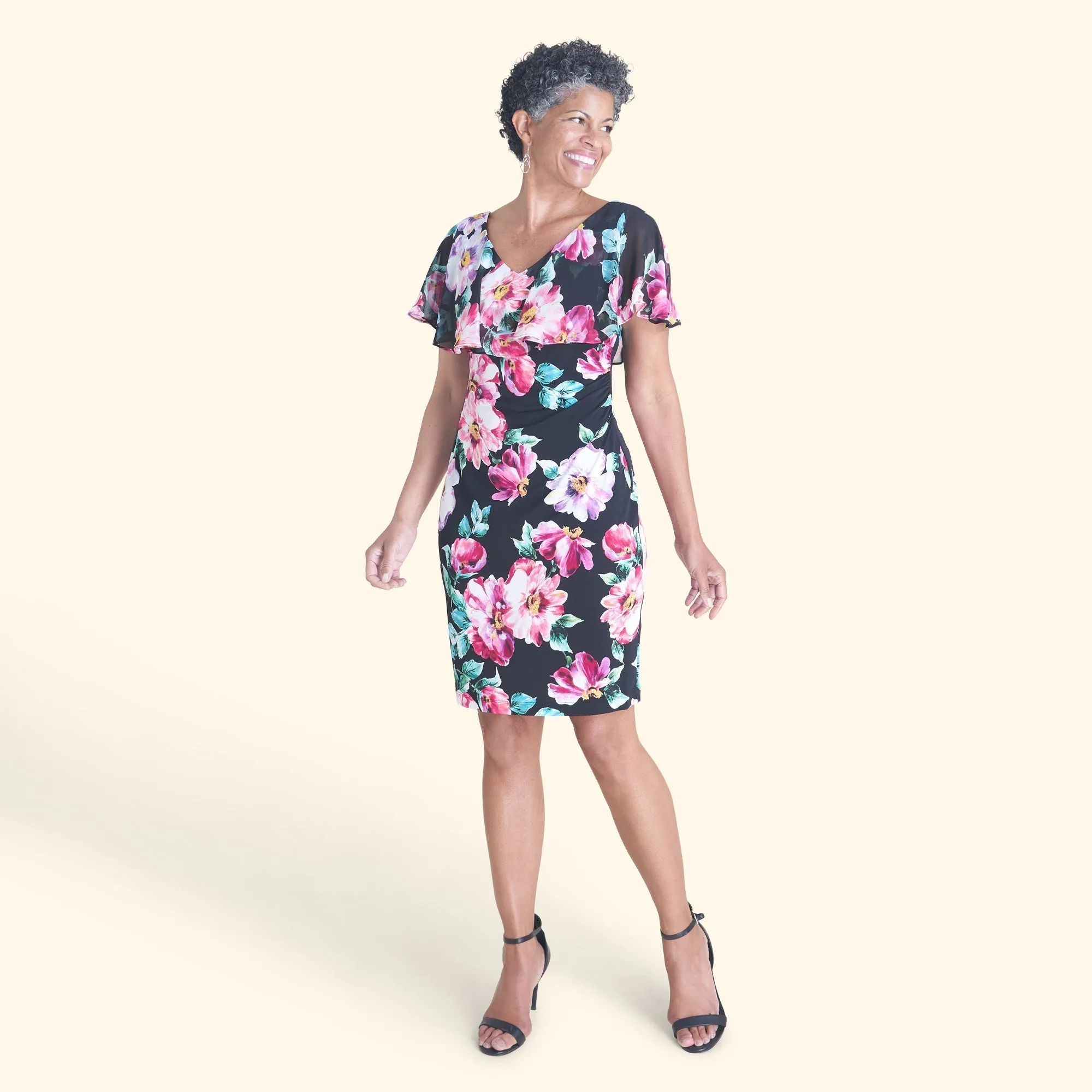 Sunny Black Floral Bodycon Dress sold by connected apparel product image thumbnail 2