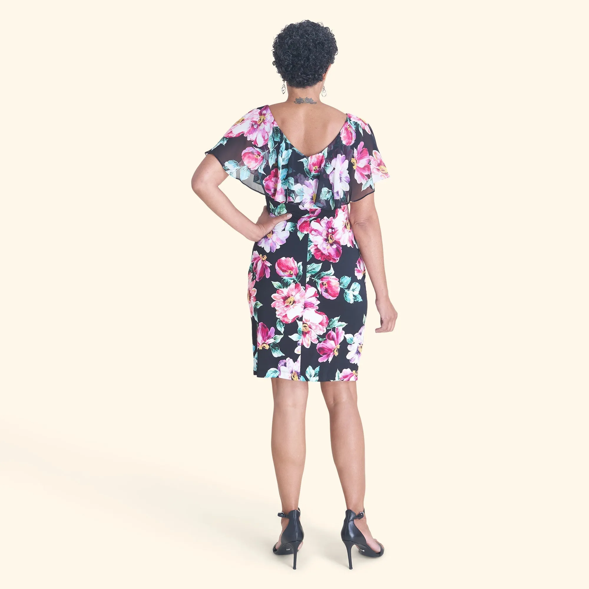 Sunny Black Floral Bodycon Dress sold by connected apparel product image thumbnail 4