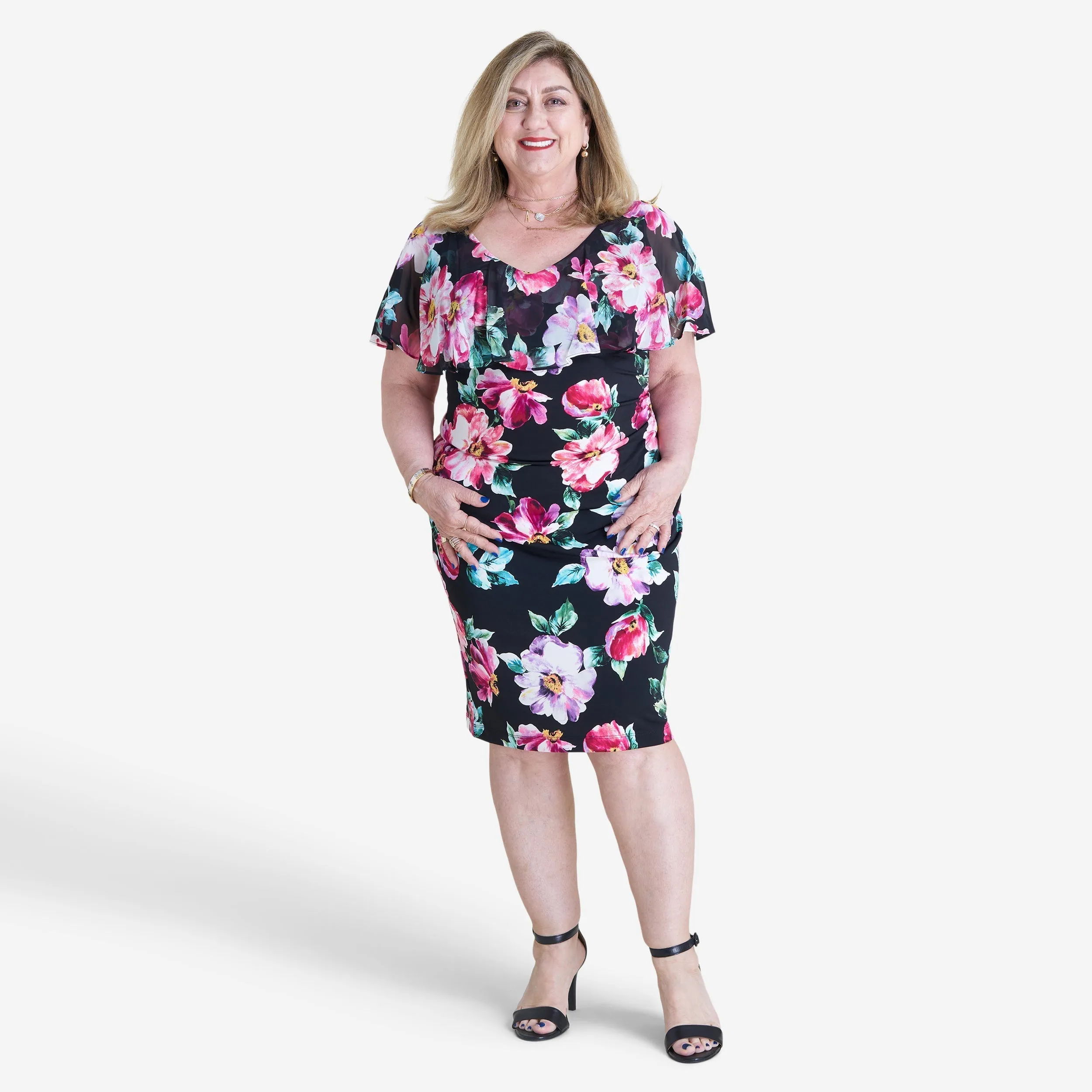 Sunny Black Floral Bodycon Dress sold by connected apparel product image thumbnail 5